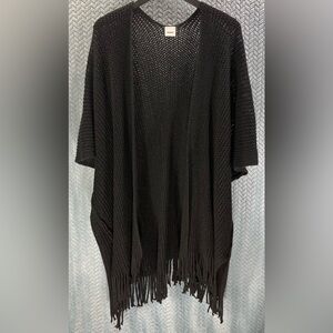 Sonoma Black Knit Open-Front Poncho
